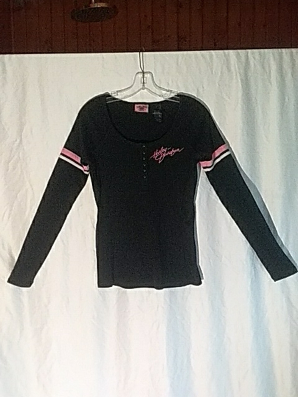 Harley-Davidson Black Women's Top with Pink Logo Tag